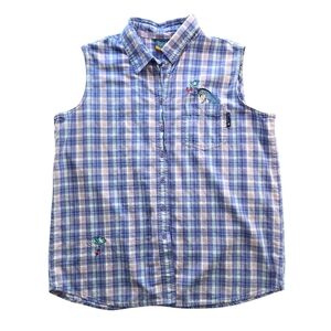 Disney's Winnie the Pooh Eeyore Sleeveless Plaid Cotton ButtonShirt, Women 14/16